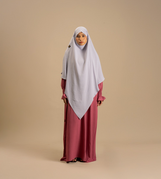 Orchid Khimar two-piece abaya set for women – light grey and pink