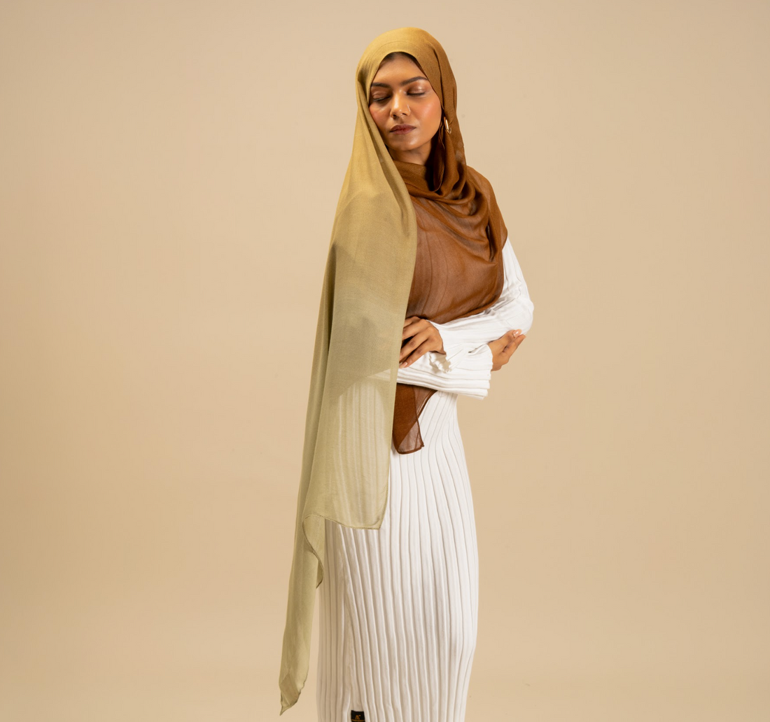 Sage Brown Ombré printed-modal-scarf-modest-clothing-for-women