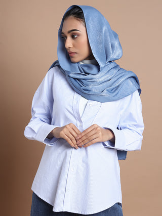 Denim Velvet Hijab - Modest Clothing For Women | Armario Modesto