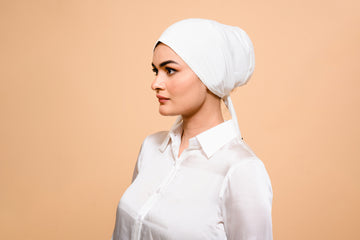 Ivory Silk-Blend Satin Under scarf - Modest Clothing For Women | Armario Modesto