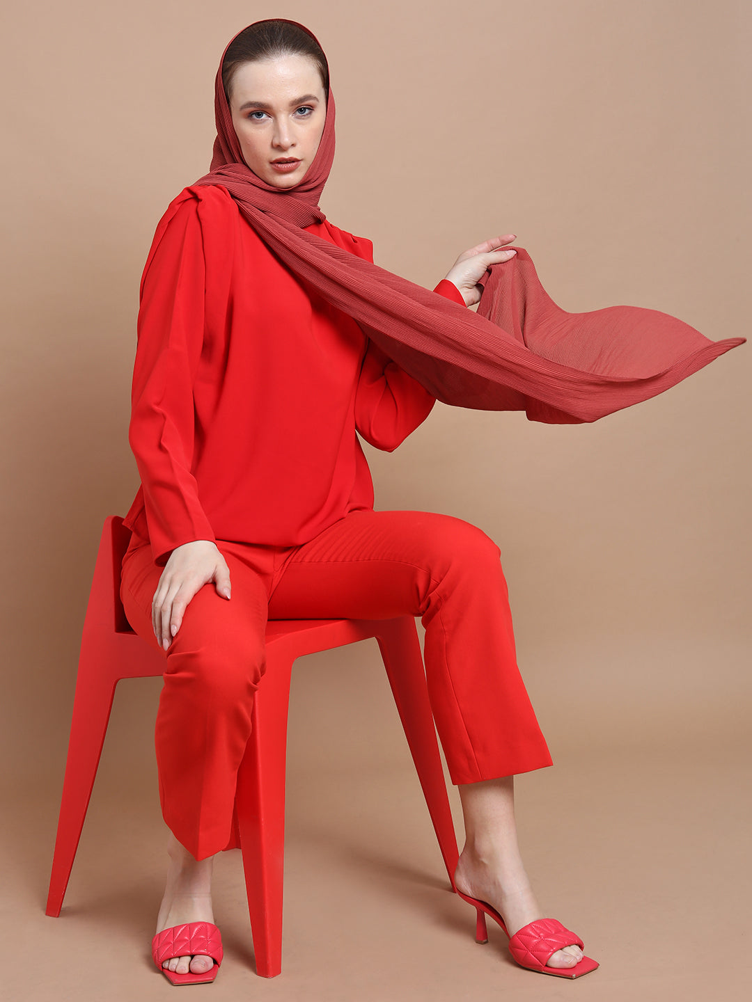 Rosewood Crinkle Hijab - Modest Clothing For Women | Armario Modesto